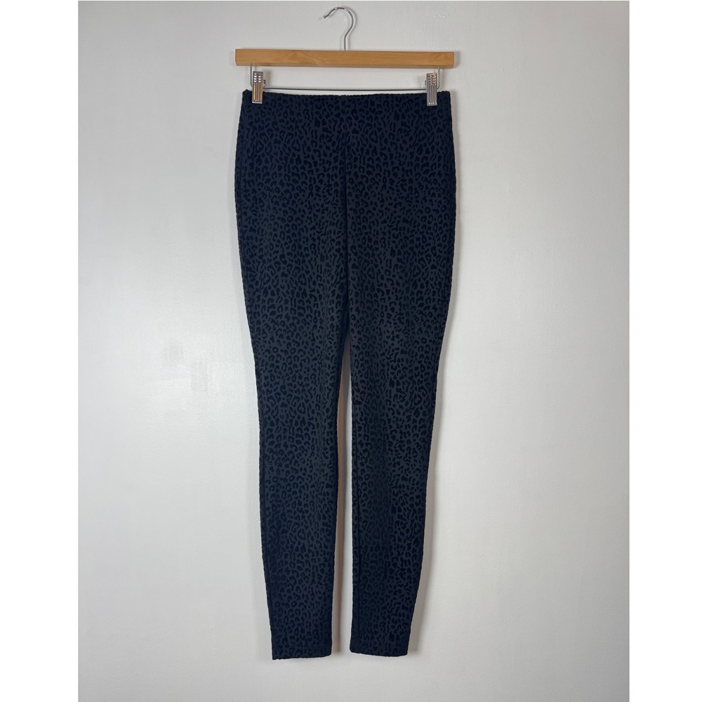 Animal Print Nanette Lepore Women XS Leggings Black Leopard Textured Skinny Pant